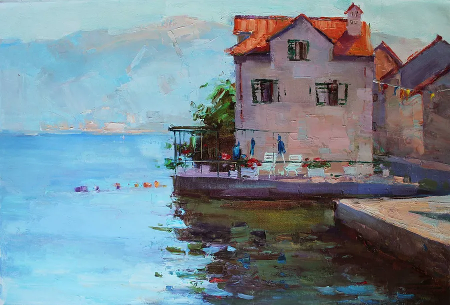 Зображення "Будинок біля моря" від Тетяна Шендрик, розмір: 40x60 cm, матеріали: Полотно, медіум: Живопис, ціна: $350