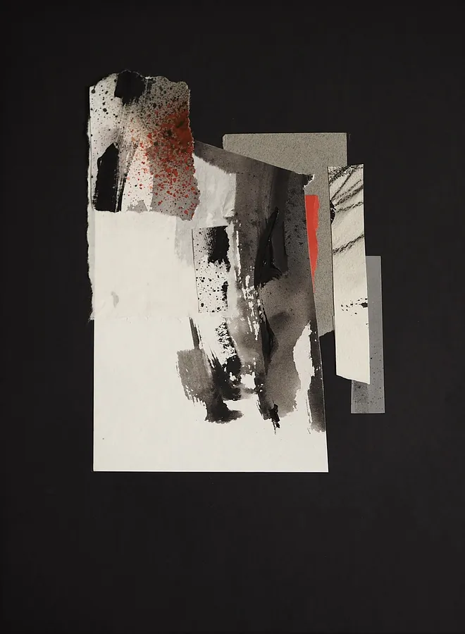 Imagen de Afterimages: 005 de Maryna Karapetian, tamaño: 30 x 40 cm, hecho de charcoal, watercolours, acrylics, paper, medio Collage, de Barcelona, parte de la serie Afterimages, con un precio de €80