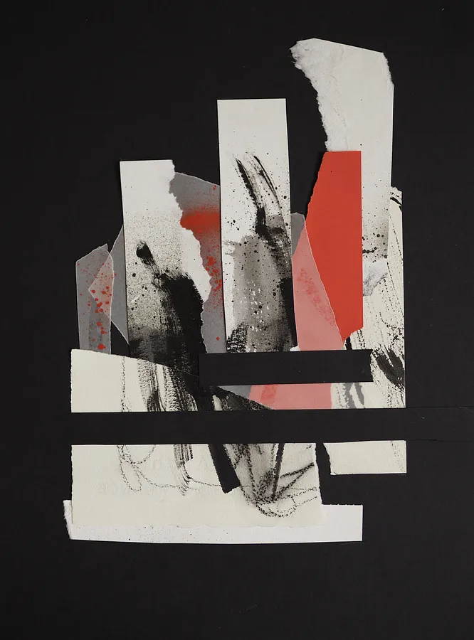 Imagen de Afterimages: 008 de Maryna Karapetian, tamaño: 30 x 40 cm, hecho de charcoal, watercolours, acrylics, paper, medio Collage, de Barcelona, parte de la serie Afterimages, con un precio de €80