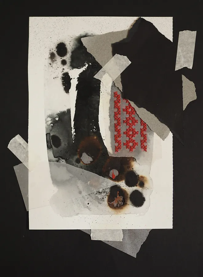 Imagen de Afterimages: 010 de Maryna Karapetian, tamaño: 30 x 40 cm, hecho de watercolours, embroidery, paper, medio Collage, de Barcelona, parte de la serie Afterimages, con un precio de €80