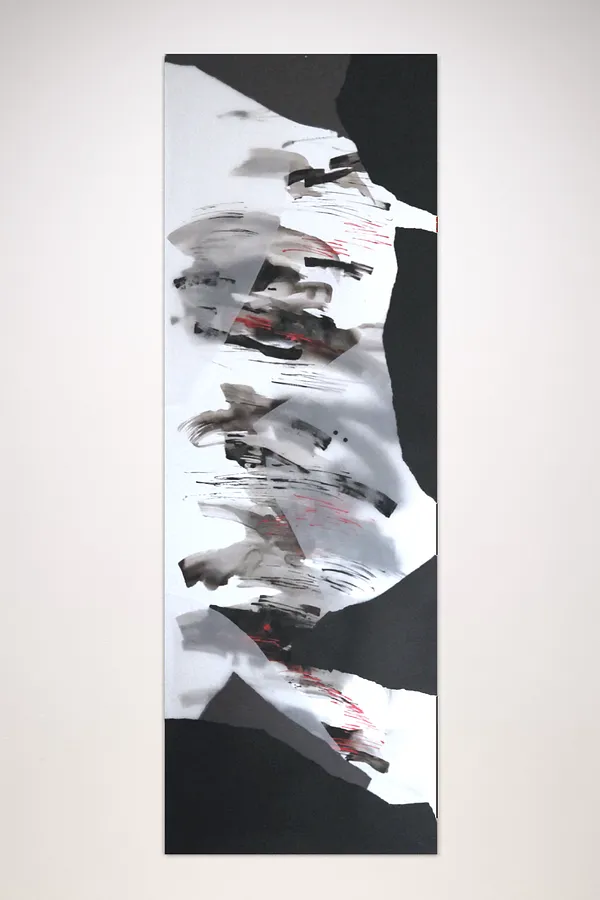 Imagen de Hidden or Revealed: 03 de Maryna Karapetian, tamaño: 75 x 200 cm, hecho de watercolours, acrylics, spray paints, ink, paper, medio Collage, de Barcelona, parte de la serie Hidden or Revealed, con un precio de €600