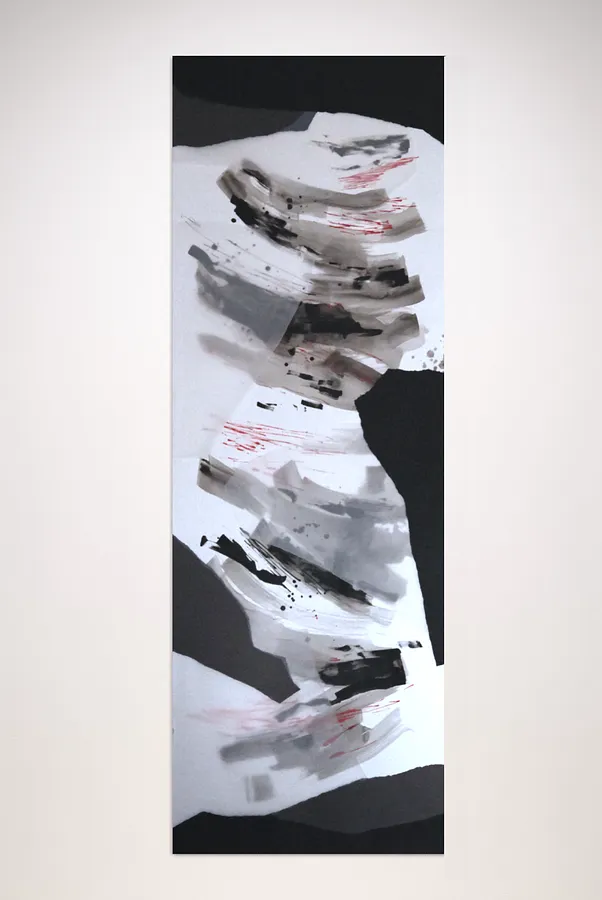 Imagen de Hidden or Revealed: 02 de Maryna Karapetian, tamaño: 75 x 200 cm, hecho de watercolours, acrylics, spray paints, ink, paper, medio Collage, de Barcelona, parte de la serie Hidden or Revealed, con un precio de €600