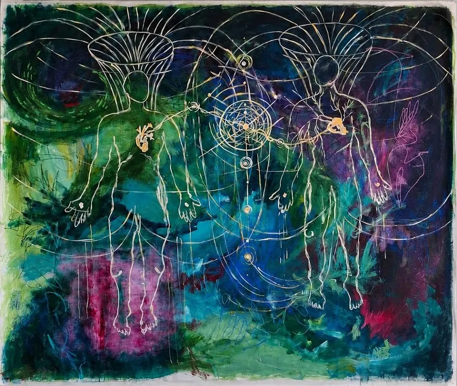 Imagen de Thin Matter de Daria Habich, tamaño: 250 x 200 cm, hecho de canvas, acrylic,  oil pastel, varnish, medio Painting, de Ukraine, parte de la serie Quantum theories