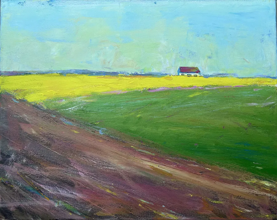 Obraz Pole rzepaku autorstwa Elena Goyeva, rozmiar: 40x50 cm, wykonany z Akryl, płótno, medium Malarstwo, część serii Pejzaż