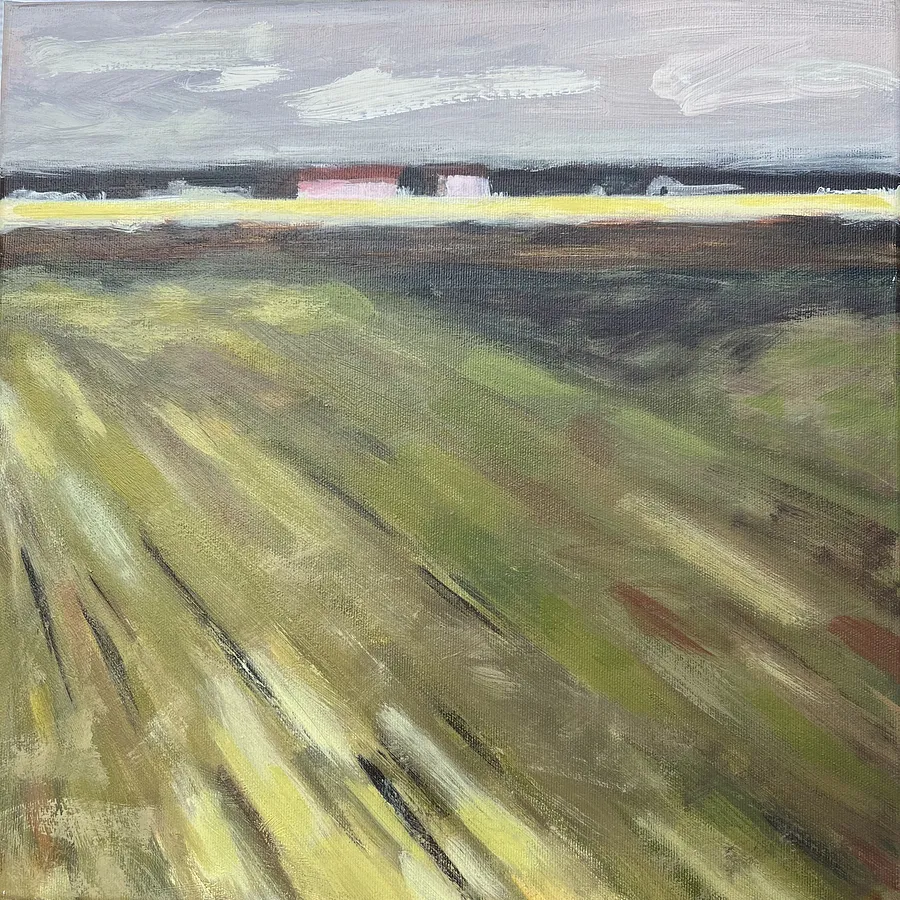 Obraz Zaorane pole autorstwa Elena Goyeva, rozmiar: 40x40 cm, wykonany z Akryl, płótno, medium Malarstwo, część serii Pejzaż