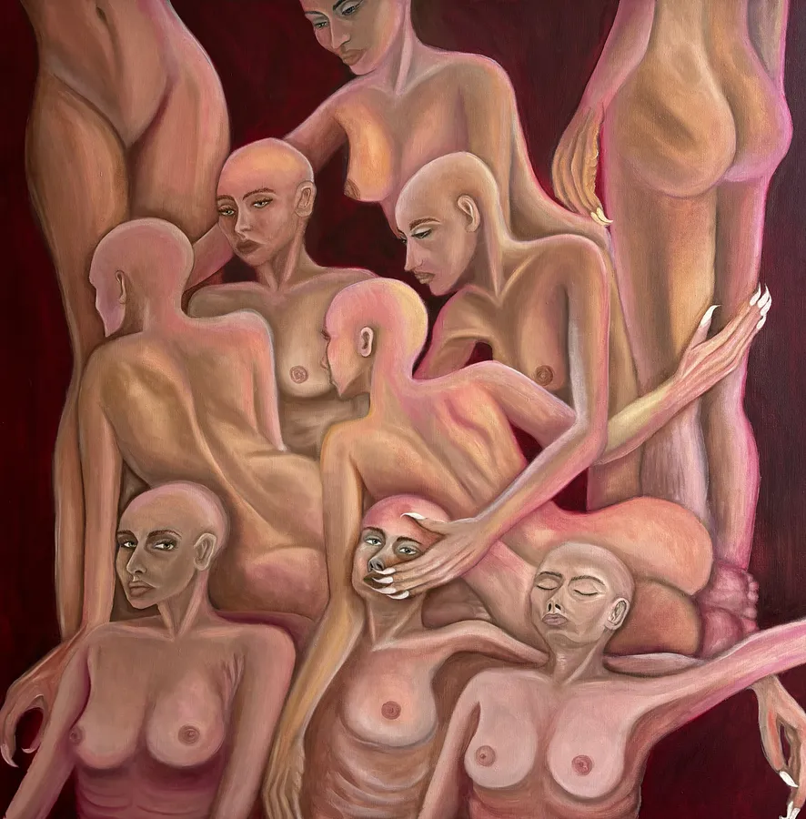 Immagine di Women's solidarity di Stanislava Romanova, dimensioni: 100x100 cm, materiali: oil + canvas, medium: Painting, città: Odesa, Ukraine, prezzo: $1000 (≈ 45.239 грн)