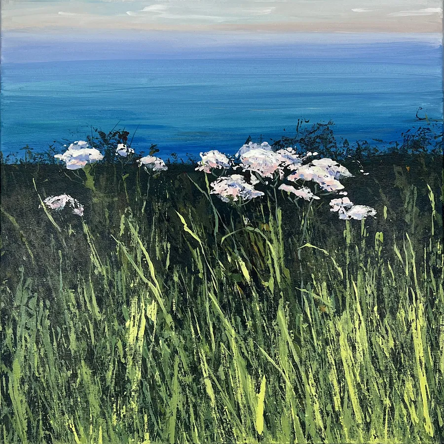 Imagen de Seascape with Yarrow de Elena Goyeva, tamaño: 50x50cm, hecho de Acrylic, canvas, medio Живопис, parte de la serie Landscape