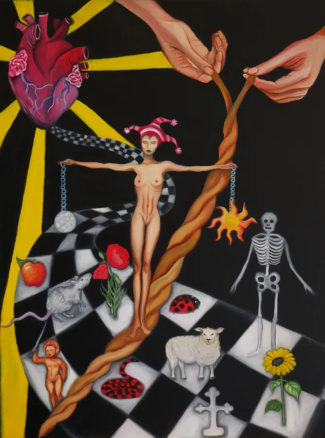 Image of I am the Jester by Stanislava Romanova, size: 60x80 cm, made of oil + canvas, Painting medium, from Zurich, Switzerland, priced at $700 (≈ 31,664 грн)