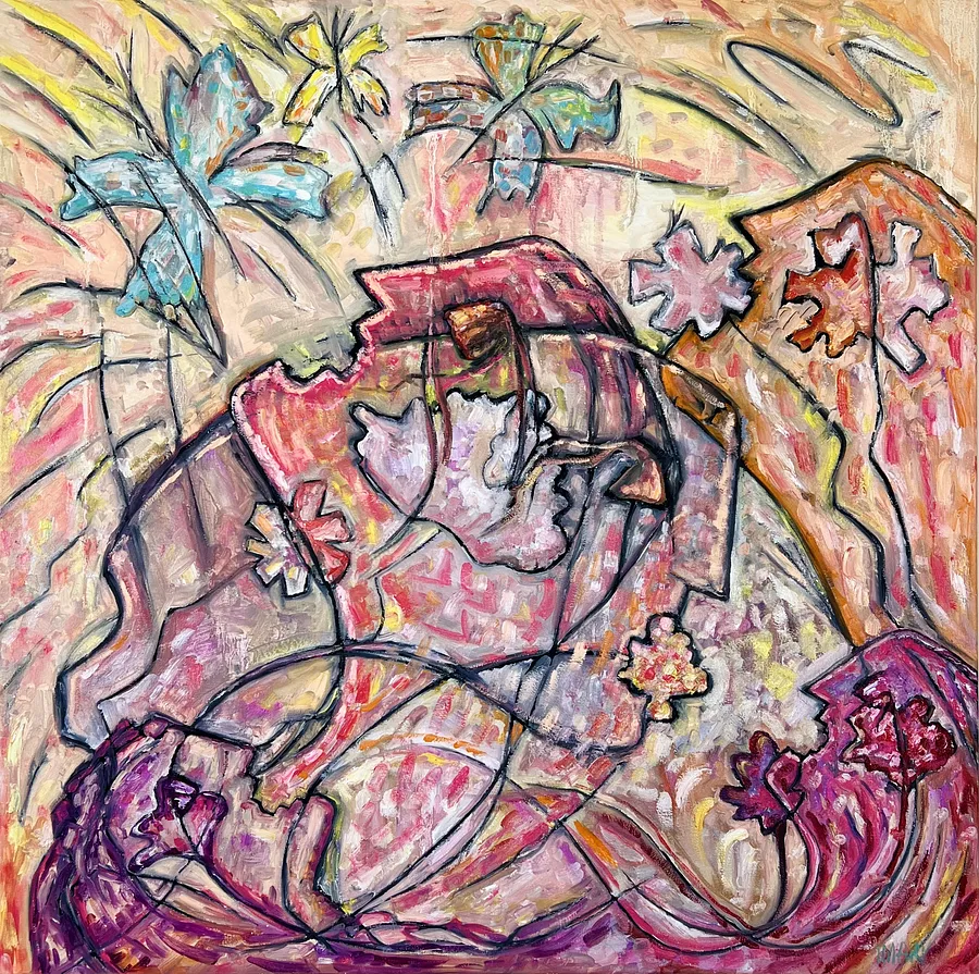 Imagen de Heavenly Trinity de IMARY, tamaño: 100 × 100, hecho de Canvas, oil, medio Painting, parte de la serie Metanoia, con un precio de €12300
