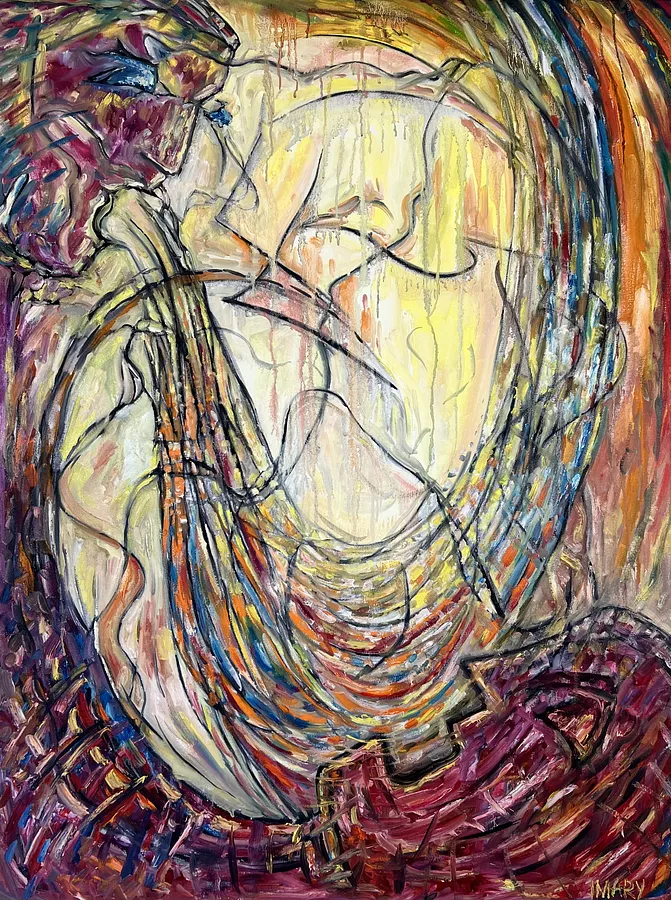 Imagen de Between de IMARY, tamaño: 120 × 90, hecho de canvas, oil, medio Painting, parte de la serie Metanoia, con un precio de €10000