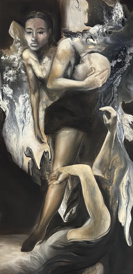 Imagen de  Cycle de Yuliia Poraiko (Palij), tamaño: 60x120 cm (24x48 in), hecho de Oil, oil pastels, acrylic on board, medio Painting, de Rochester, USA