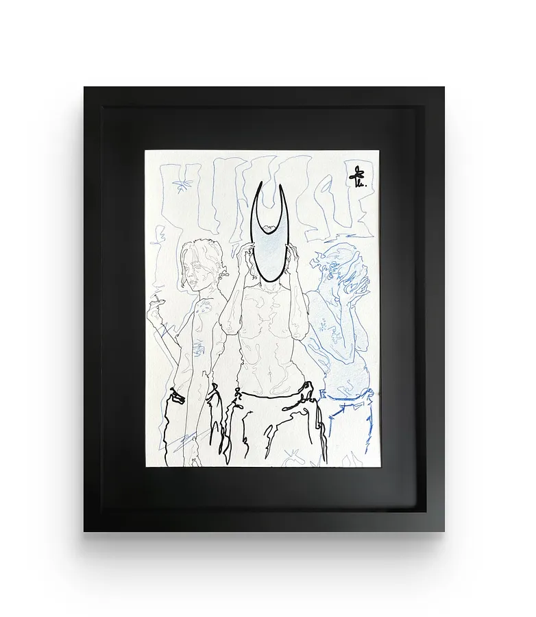 Imagen de self crucifixion  de Margo Vovchok, tamaño: 40 x 50 cm, hecho de ink, pastel, pencil on paper , medio Графіка