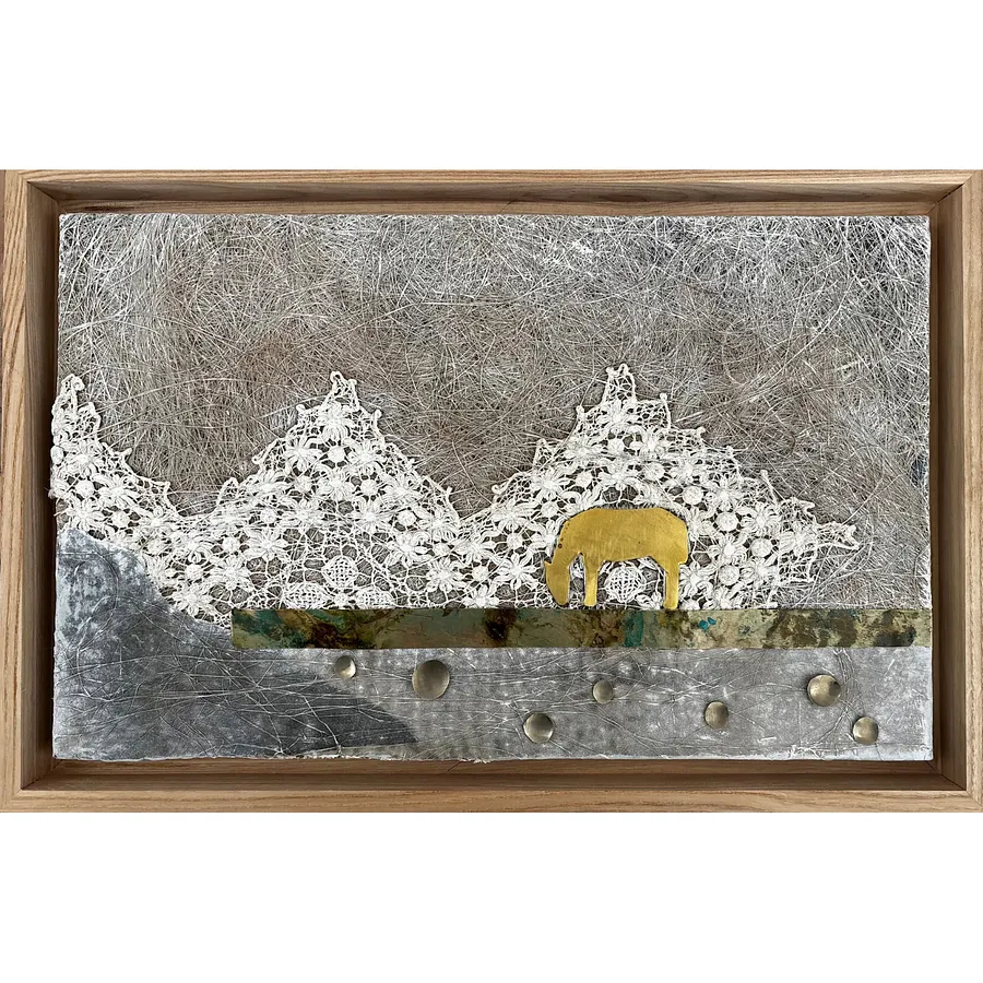 Image of Коник by Tkachuk Yaroslava, size: 25 х 40 см, made of льон, мереживо, папір, мельхіор, латунь, author's technique  medium, priced at $250