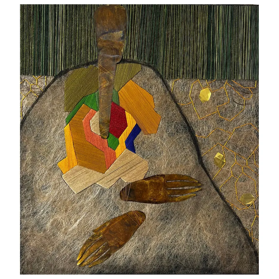 Image of подружжя. він by Tkachuk Yaroslava, size: 90 х 80 см, made of льон, бавовна, акрил, латунь, author's technique  medium, priced at $1100