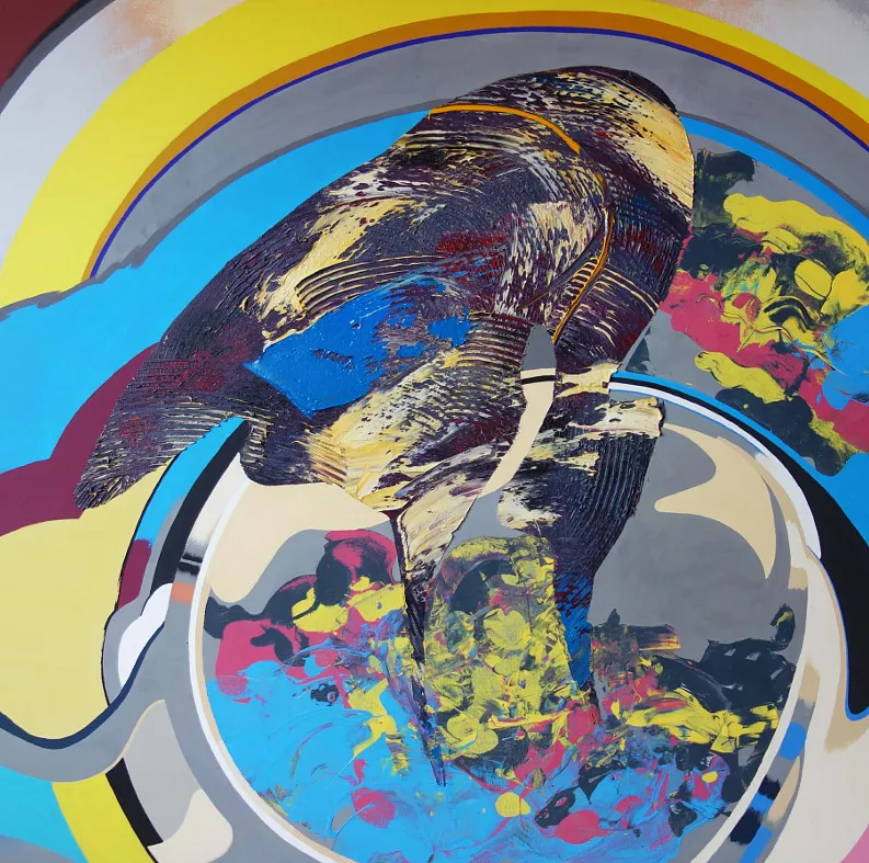 Bild von Primary Movement XI — "Prima Motus" Series von Maryan Besaga, Größe: 100x100 cm, hergestellt aus acrylic on canvas, Painting Medium, aus Ukraine, Teil der PRIMA MOTUS  Serie