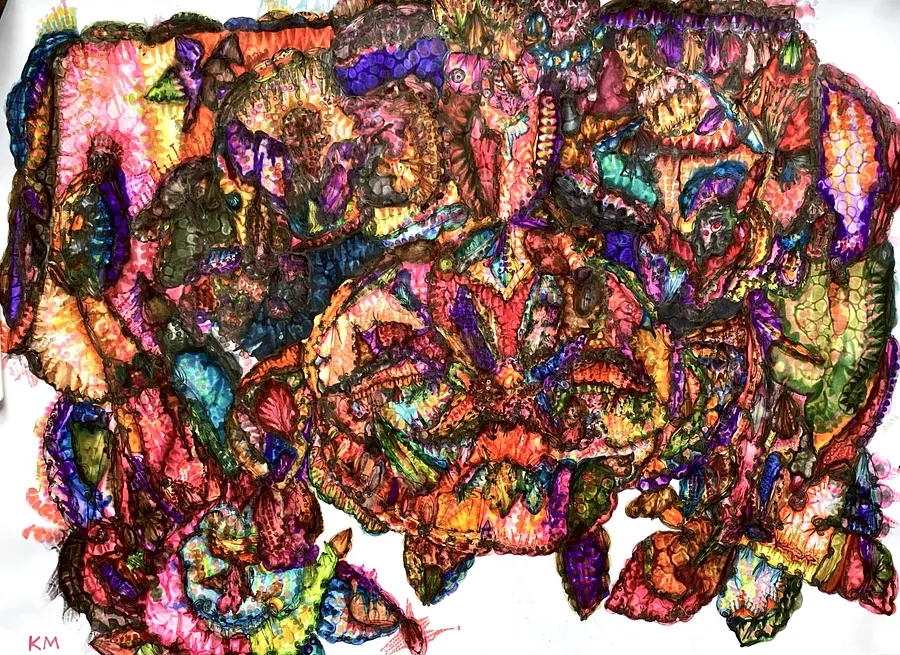 Immagine di "Опертяцвіта. Двохока, що не падає." di Кіра Микитенко, materiali: Pencil, liners, markers, medium: Графіка, città: Ukraine