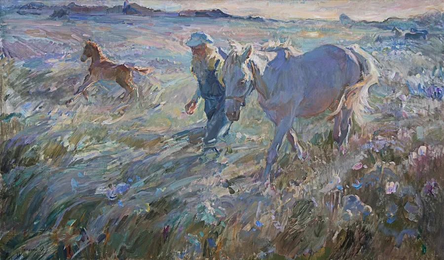 Immagine di Oksana Tytenko „Mein Großvater”, Öl auf Leinwand,  100×176  My grandfather 100x168 1300px di Оксана Титенко , dimensioni: 100x168 cm, medium: Painting 
