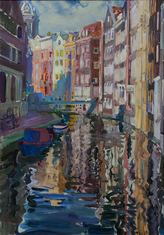 Immagine di «Colorful Day. Amsterdam» 2022, oil on canvas, 100x70 cm di Оксана Титенко , dimensioni: 100х70 cm, medium: Painting 