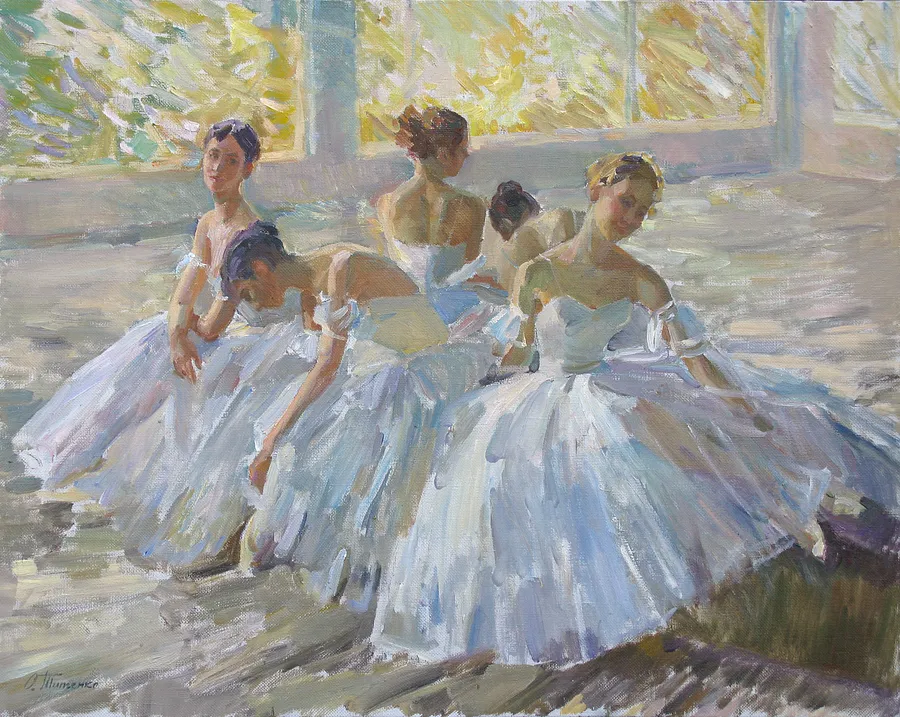 Obraz "At the Ballroom Dance Class" 2020? oil on canvas, 75x90 cm autorstwa Оксана Титенко , medium Painting 