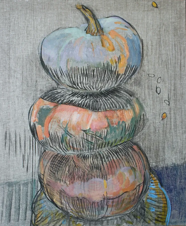 Immagine di "Pumpkin", acrylic, coal on canvas, 90x75 cm di Оксана Титенко , dimensioni: 90x75 cm, medium: Painting 
