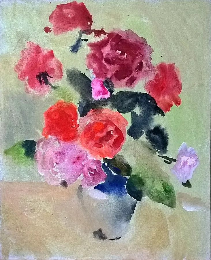 Bild von "Roses", acrylic on canvas,  65х80 cm von Оксана Титенко , Größe: 65х80 cm, Painting  Medium