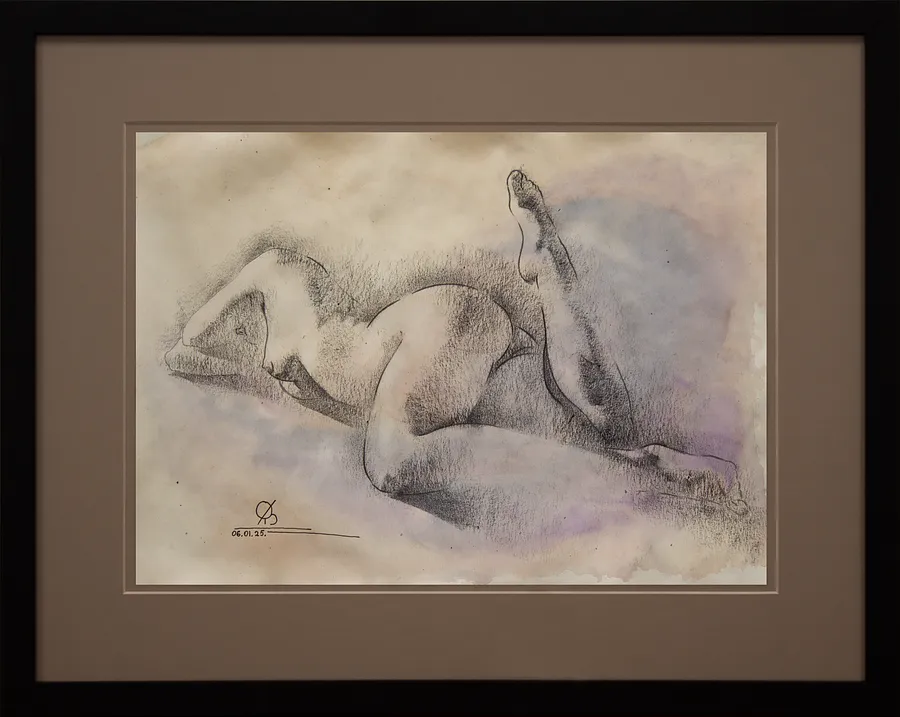 Immagine di "The Curve" di Oleksandr Baklai, dimensioni: 36х25cm, materiali: paper, watercolor, charcoal, medium: Drawing, serie: "15-minute sketches", prezzo: $120 (≈ 5.429 грн)