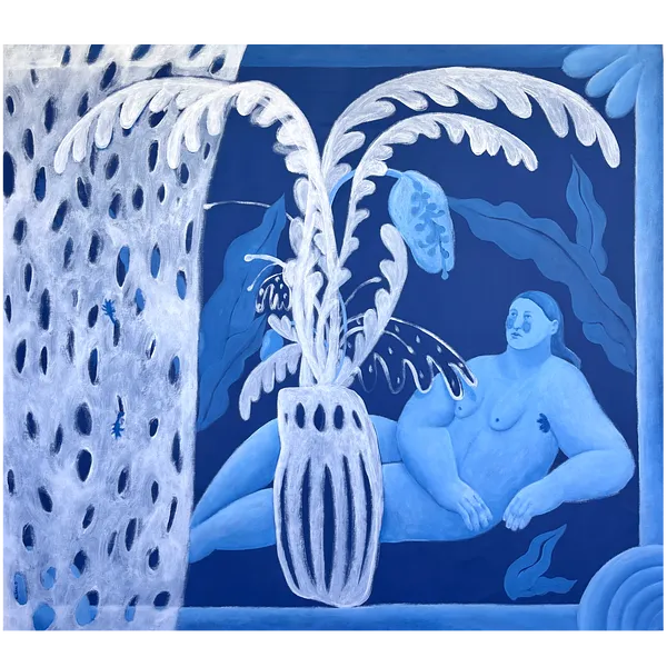 Obraz A place in the garden autorstwa Diana Ruban , rozmiar: 131 х 146 cm, wykonany z canvas, acrylic, medium Painting, z USA, część serii Blue women