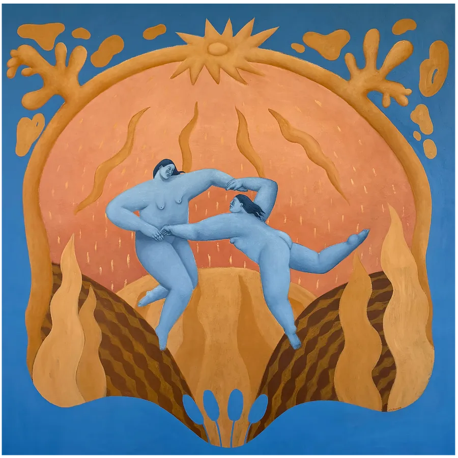 Image of Exalted by Diana Ruban , size: 112 x 117 cm, made of canvas, acrylic, Painting medium, from Ukraine , part of the Blue women series, priced at $4200