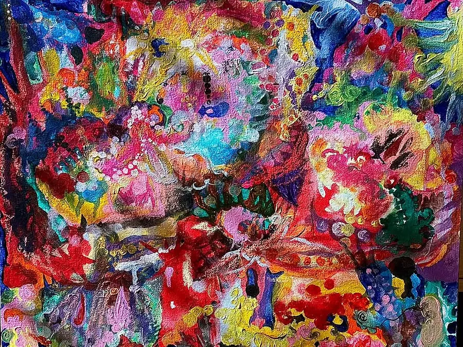 Image of Wing-tongued. Under the sun. Within myself. by Kira Mykytenko, size: 40x50 cm, made of Acrylic paints, pastel, Painting medium