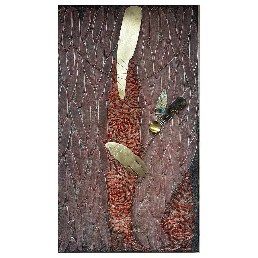 Image of Ангел by Tkachuk Yaroslava, size: 35 х 20, made of стрічка, акрил, рослинний текстиль, латунь, author's technique  medium, priced at $200