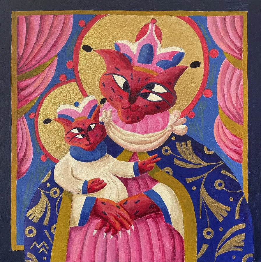 Obraz наївна рись autorstwa Marta Leszak, rozmiar: 30x30cm, wykonany z акрил,пастель, кольорові олівці, картон, medium Malarstwo, z львів, cena: $170