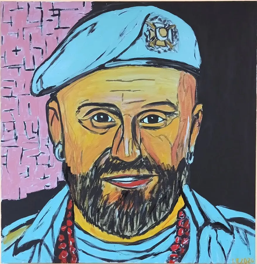 Image of «Доктор Звук»/“Doctor Sound” by Іван Гаврилко, size: 70 × 70 см, made of Acrylic, varnish on stretched canvas, Painting medium