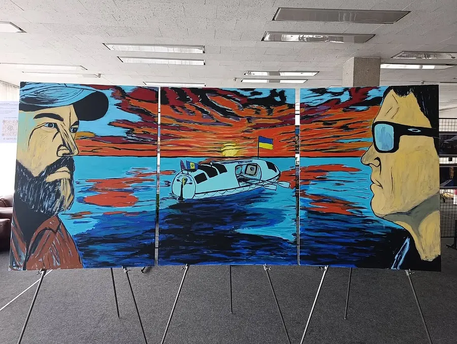 Image of IN EADEM NAVI / "В ОДНОМУ ЧОВНІ" / "IN THE SAME BOAT" by Іван Гаврилко, size: 130 × 90 см, 130 × 100 см, 130 × 90 см, made of Acrylic, varnish on stretched canvas, Painting medium, from Львів, priced at Price on request