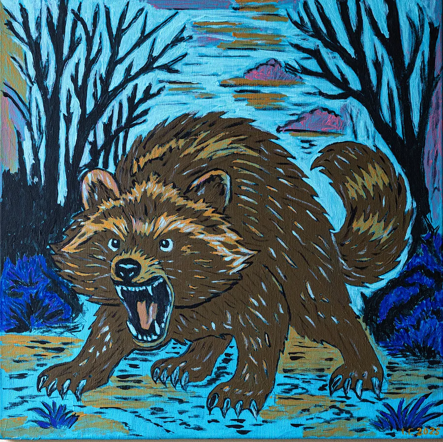 Image of Танукі by Іван Гаврилко, size: 50 × 50 см, made of Полотно, акрил, лак. , Painting medium, from Добропілля