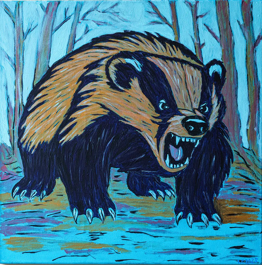 Image of Борсучок by Іван Гаврилко, size: 50 × 50 см, made of Полотно на підрамнику, акрил, лак, Painting medium, from Добропілля