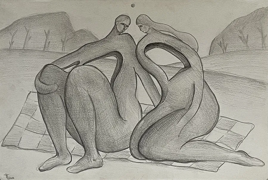 Image of Rest by Illya Tkachenko, size: 29 x 19.5, made of Paper, Graphite Pencil, Graphics medium, from Lviv, priced at $50 (≈ 2,290 грн)
