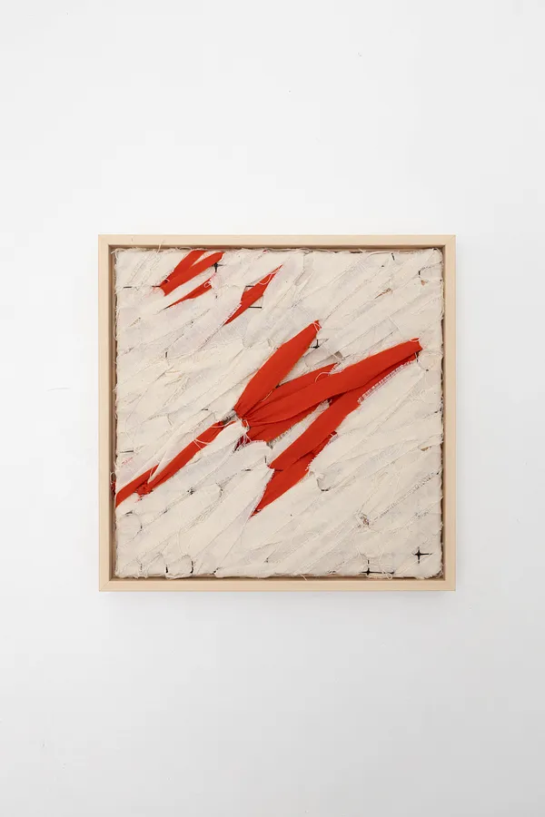 Image of LOVE AFFAIRS by David Kokhan, size: 28 x 28 x 3,5 cm, made of textile (cotton, strеtch), stretcher frame, mesh, framed, mixed-media medium, from Kyiv