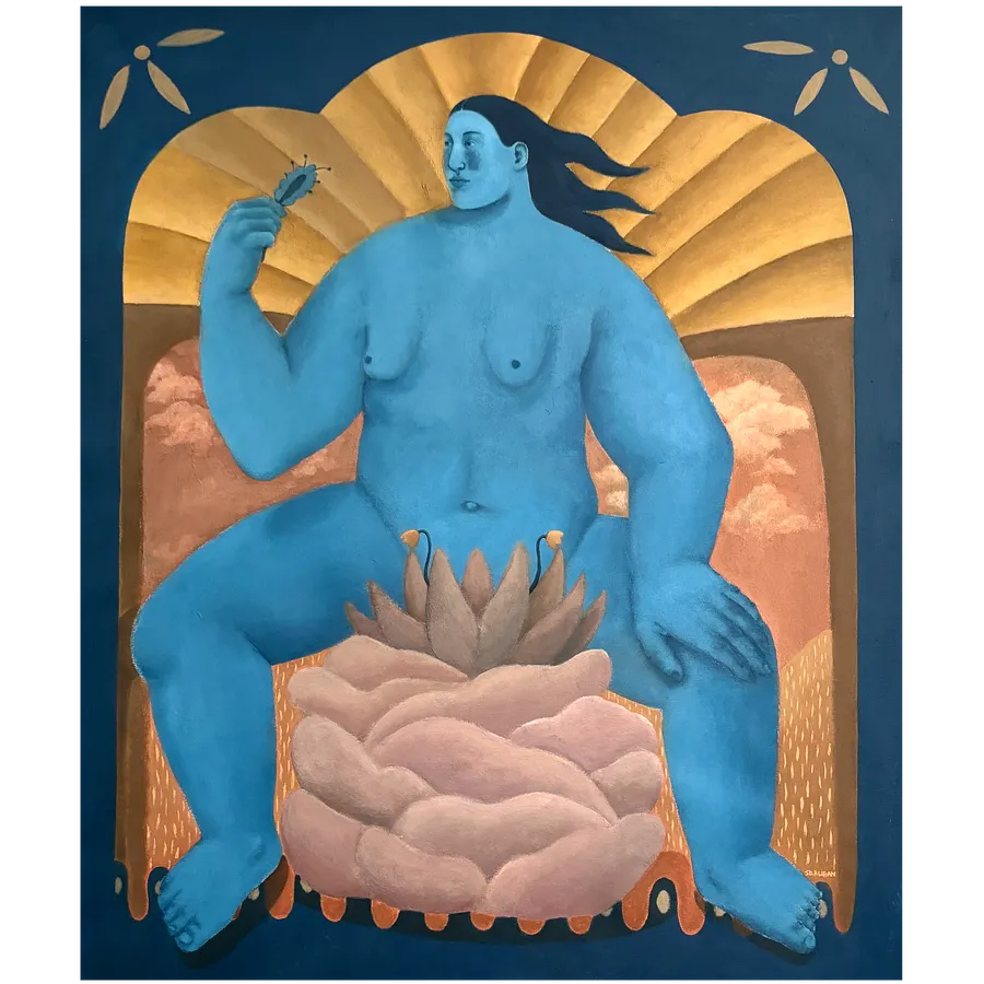 Image of Uterus by Diana Ruban , size: 110 x 90 cm, made of canvas, acrylic, Painting medium, from Ukraine, part of the Blue women series, priced at $3100