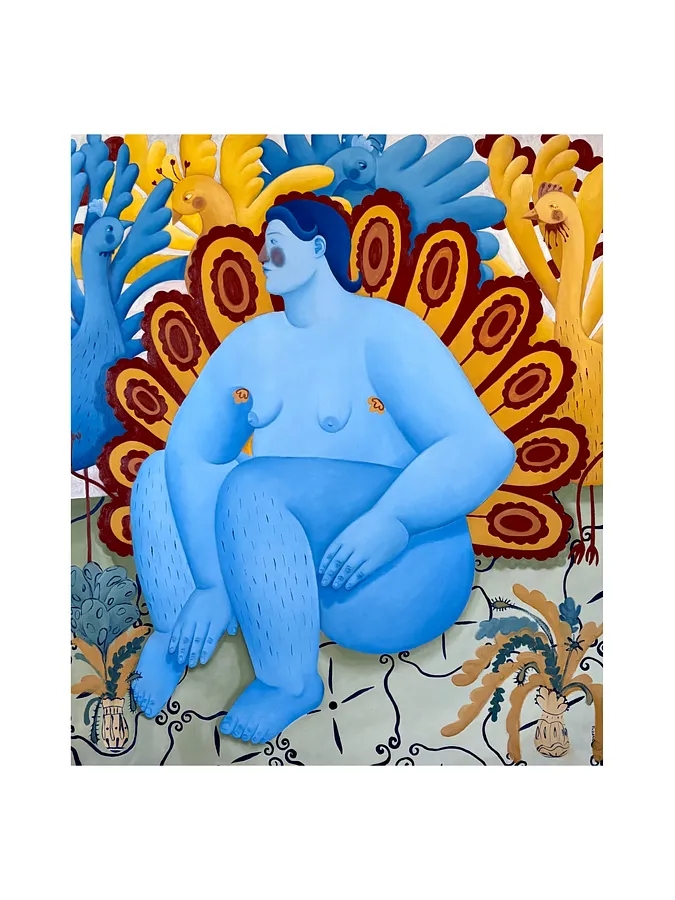 Imagen de Not among my own de Diana Ruban , tamaño: 145 x 125 cm, hecho de canvas, acrylic, oil, medio Painting, de Denmark, parte de la serie Blue women
