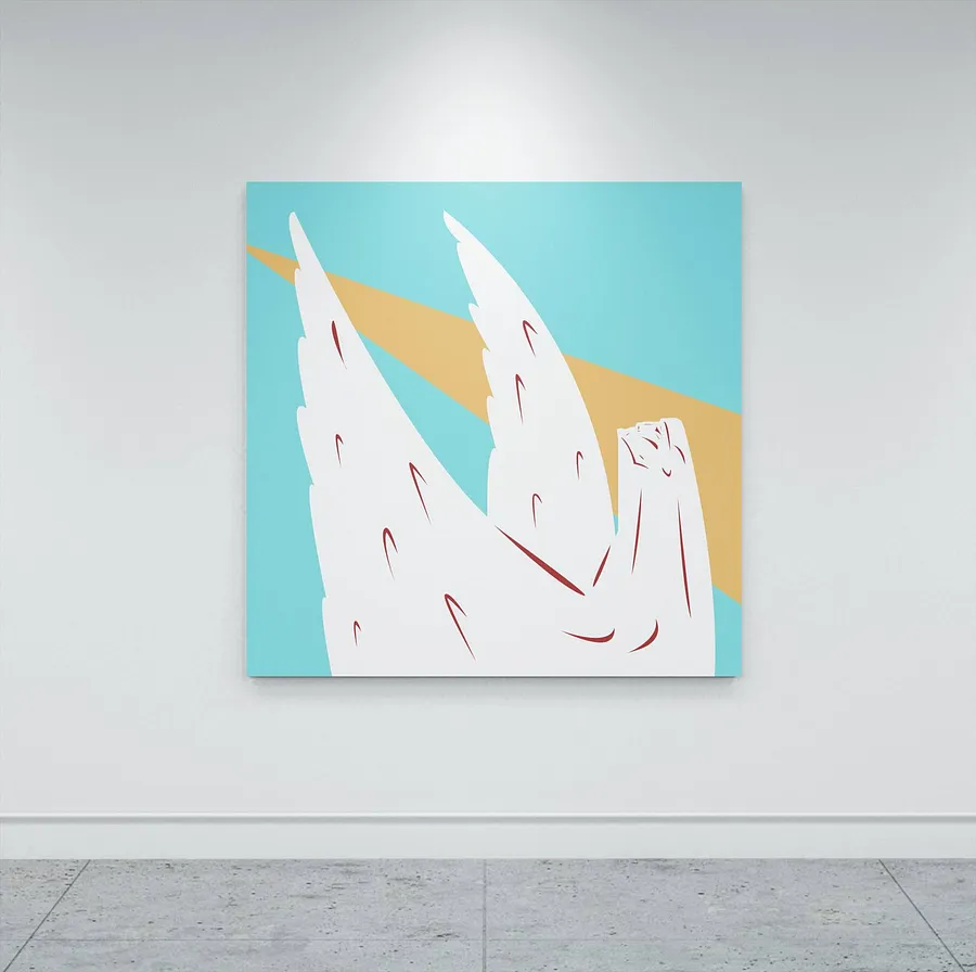 Image of Falling Angel by ARTUR SOLETSKYI, size: 120 × 120 cm, made of Acrylic, Canvas, Painting medium, priced at Price on request