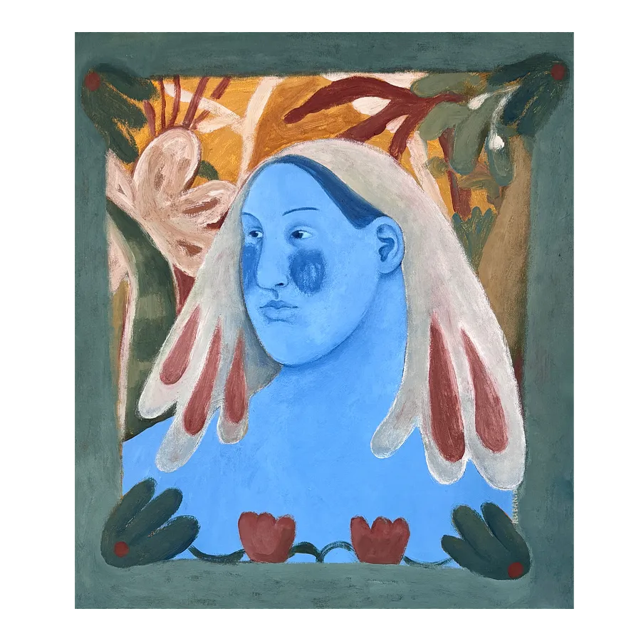 Immagine di Portrait of a woman di Diana Ruban , dimensioni: 48 x 41 cm, materiali: canvas, acrylic, medium: Painting, città: Spain, serie: Blue women