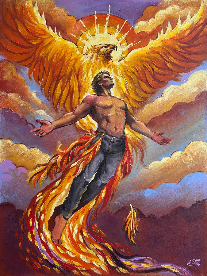 Image of Народжений із полум’я by Аліса Путня, size: 80 x 60 см, made of Акрил на полотні, Painting medium, from м. Київ, part of the Бути поруч series, priced at $240