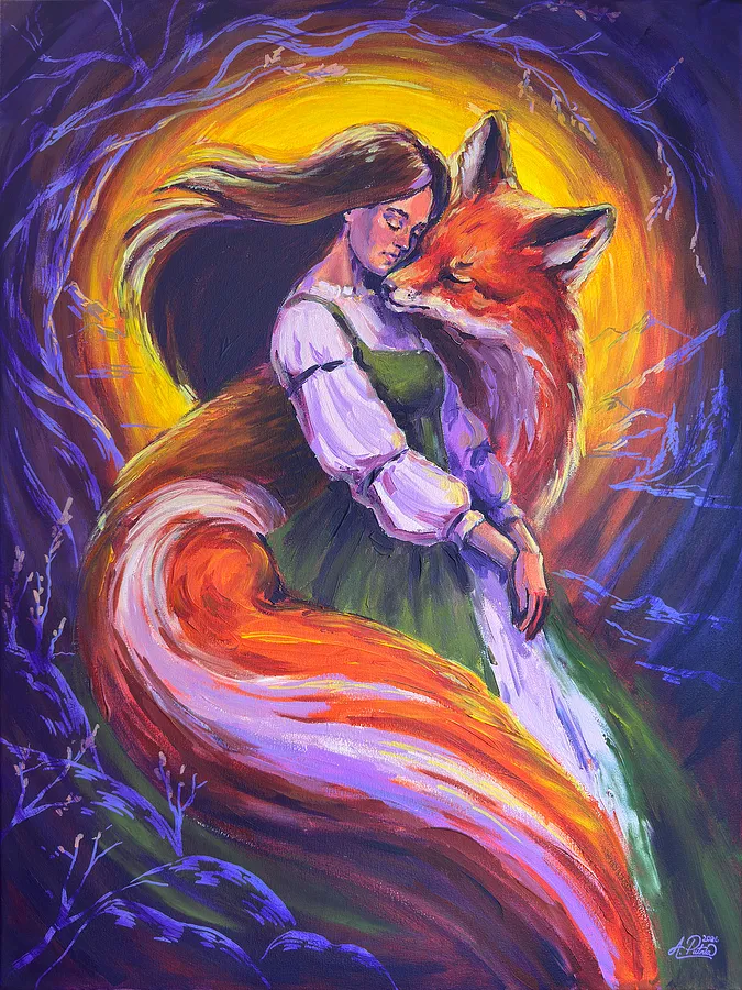 Image of Осіння прогулянка by Аліса Путня, size: 80 x 60 см, made of Акрил на полотні, Painting medium, from м. Київ, part of the Бути поруч series