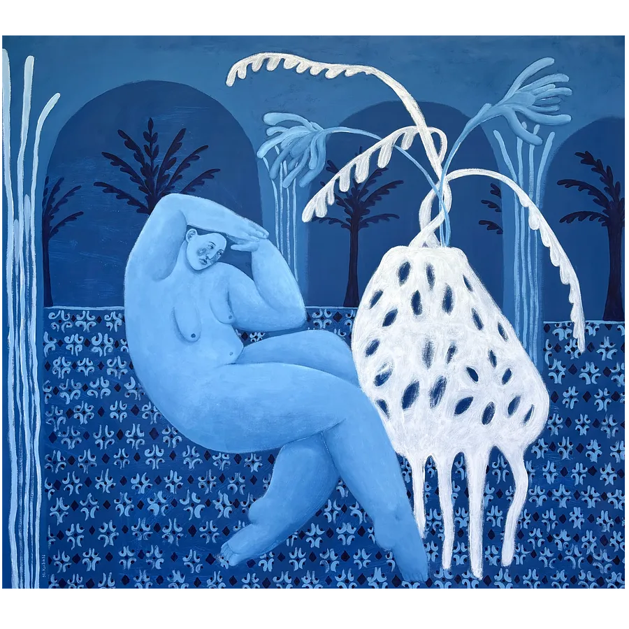 Image of Night sky by Diana Ruban , size: 131 х 146 cm, made of canvas, acrylic, Painting medium, from USA, part of the Blue women series