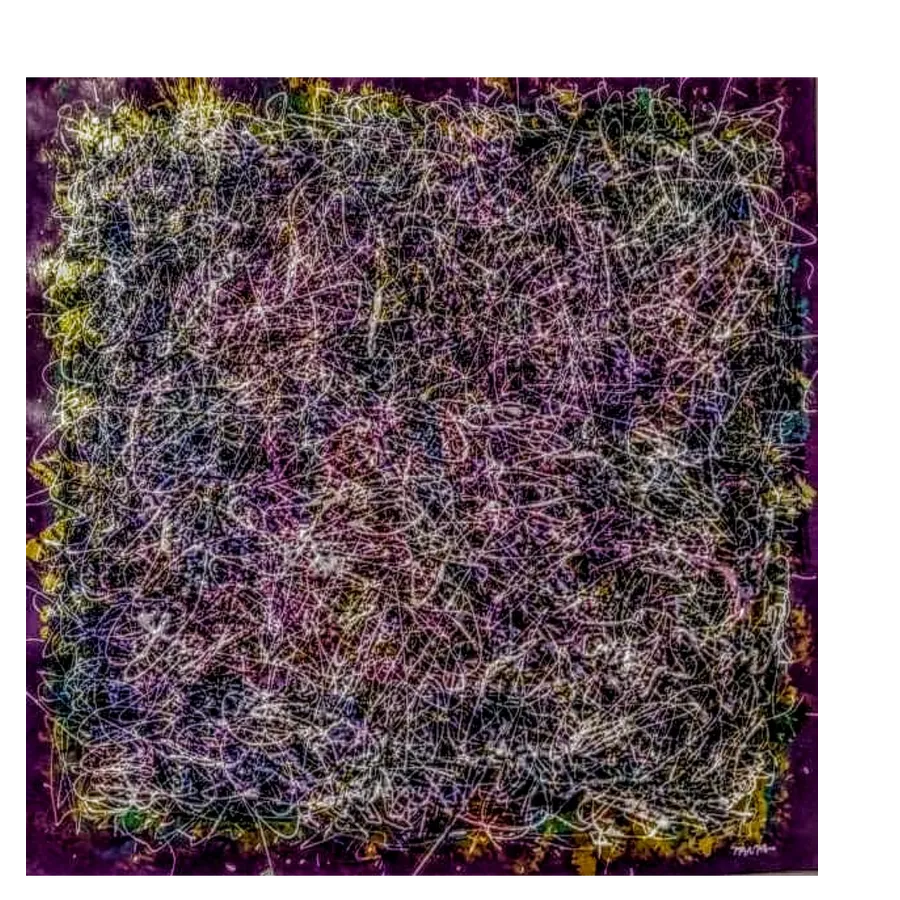 Image of "Lattice of Thoughts" by Tetiana Kononenko (Tanta), size: 50х50 см, made of paper, acrylic, varnish, Abstraction medium, from Sumy, part of the Fabric of Time series, priced at $110