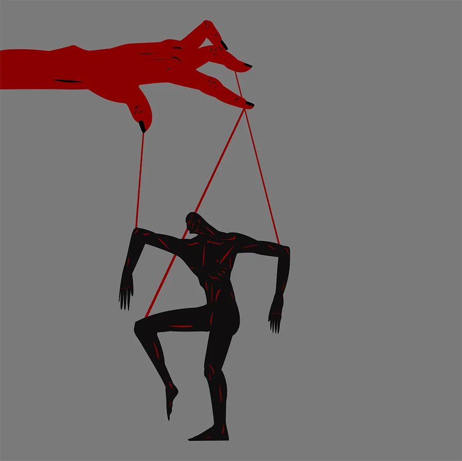 Image of Puppeteer by ARTUR SOLETSKYI, size: 120 × 120 cm, made of Acrylic, Canvas, Painting medium