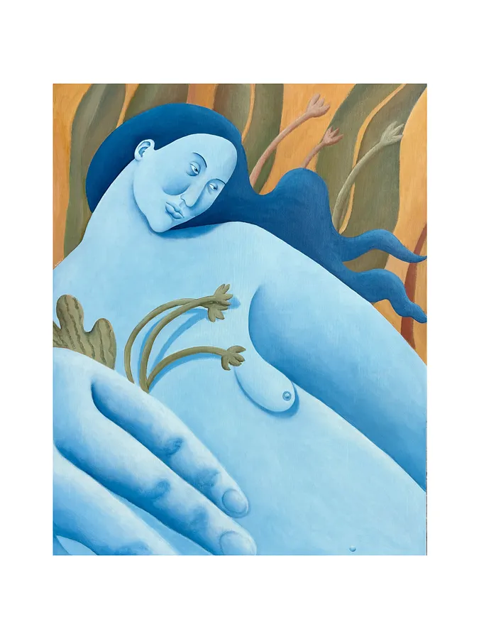 Image of Wind by Diana Ruban , size: 100 х 78,8 х 2 см , made of Canvas, acrylic , Painting medium, from Ukraine , part of the Blue women series, priced at $3700