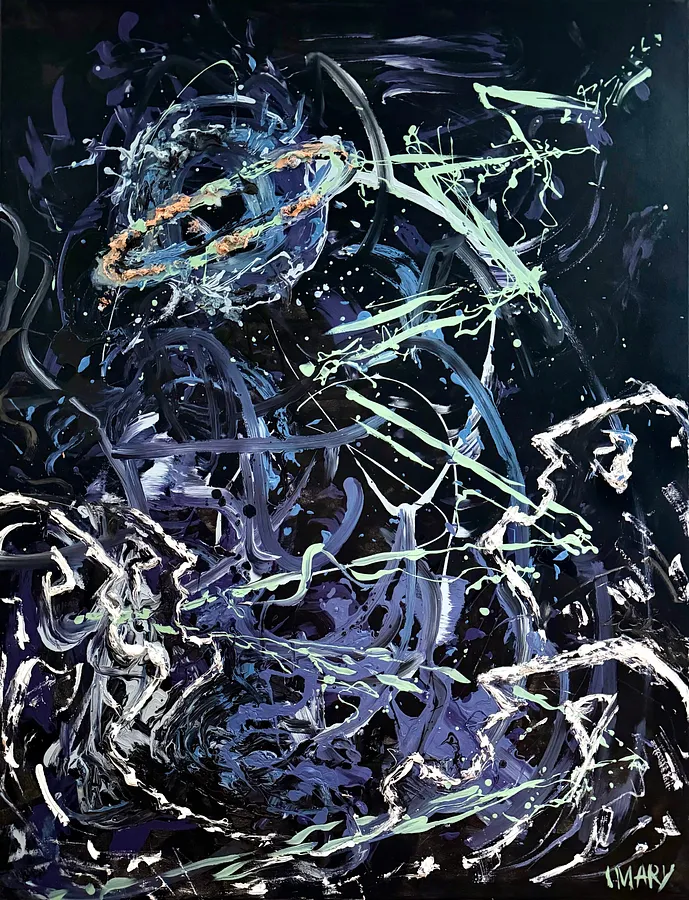 Image of BETWEEN TIME AND ETERNITY by IMARY, size: 130 × 100, made of canvas, oil, Painting medium, part of the METANOIA: BETWEEN TIME AND ETERNITY series