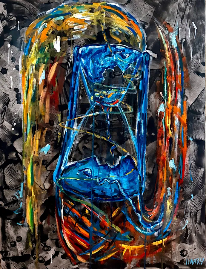 Image of Filled to the Brim by IMARY, size: 130 × 100, made of canvas, oil, Painting medium, part of the METANOIA: BETWEEN TIME AND ETERNITY series
