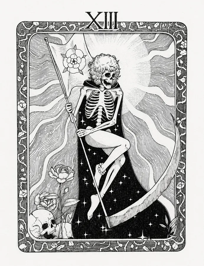 Image of Смерть ХІІІ by Yuliya Znak, size: А4, made of Лайнер, Папір, Графіка medium, from Львів, part of the Tarot series